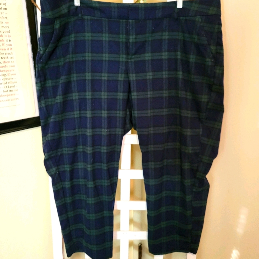 Blue and Green Plaid Flannel Work Pants